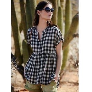 Anthropologie 11.1 TYLHO Gingham swing blouse, Size Medium